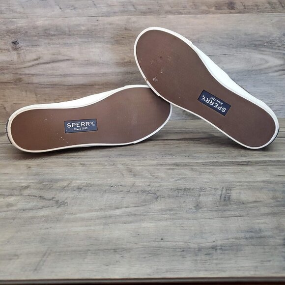 ❤️403 Sperry Seaside Perforated Platinum Metallic Gold Slip-On Sneaker - Picture 8 of 12